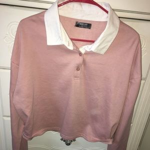 Pink long sleeve crop top